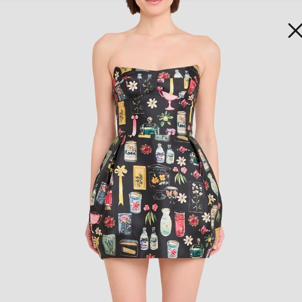 Amanda Uprichard Black Bowery Mini Strapless Dress NWT